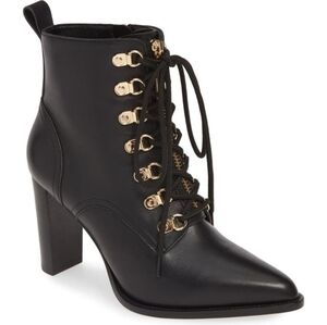 PAIGE Callie Corset Bootie in Black leather /gold hardware size 5 - NWOT